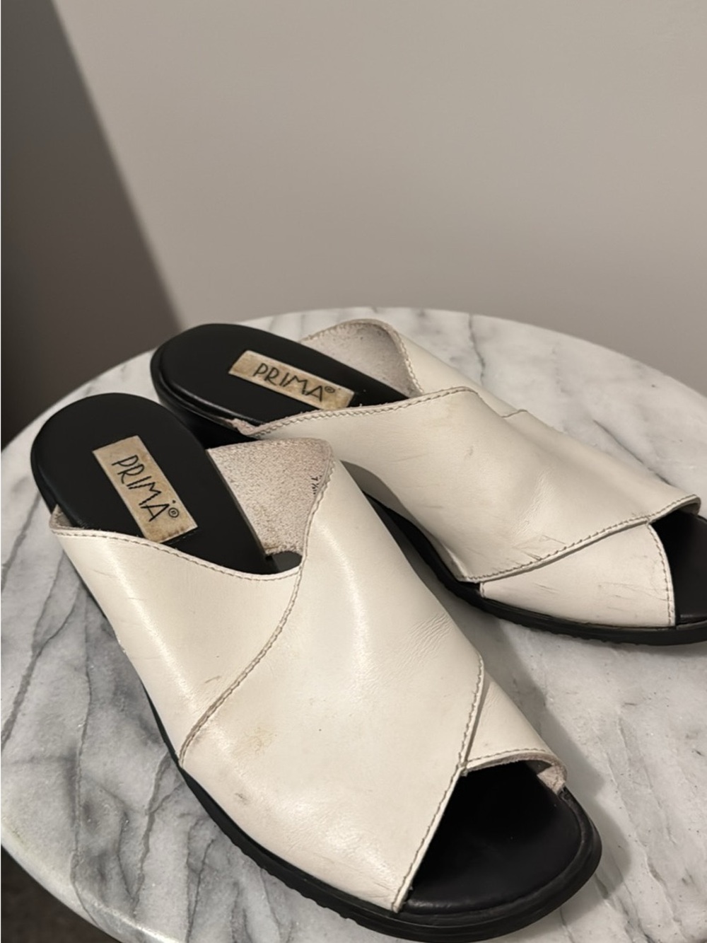 Women's White Leather Slide Sandals 7.5 criss cross